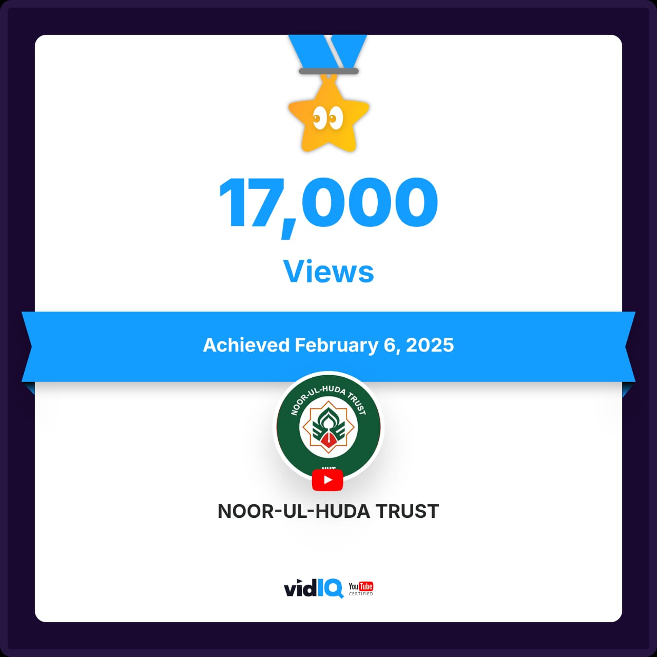 17000 Views (NHT) Achieved February 6, 2025